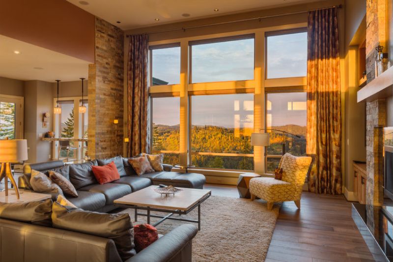 45168123 - beautiful living room with hardwood floors and amazing view
