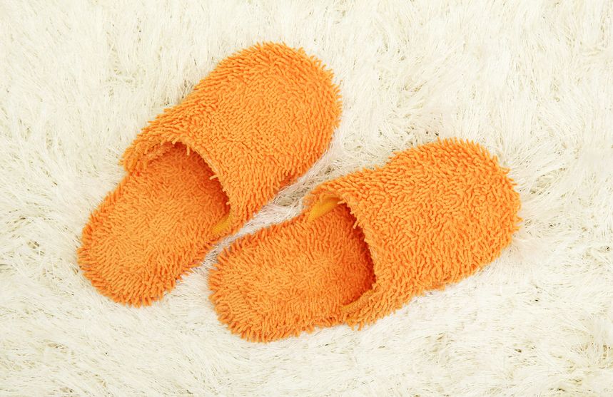 17021001 - bright slippers, on carpet background