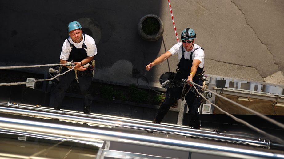 19761614 - two climbers working on heights